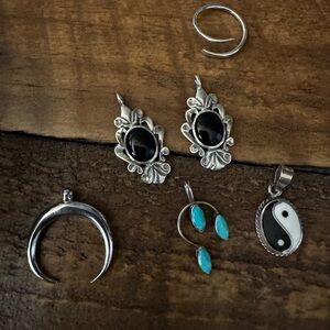 Sterling pendants and size 5 knuckle ring 925